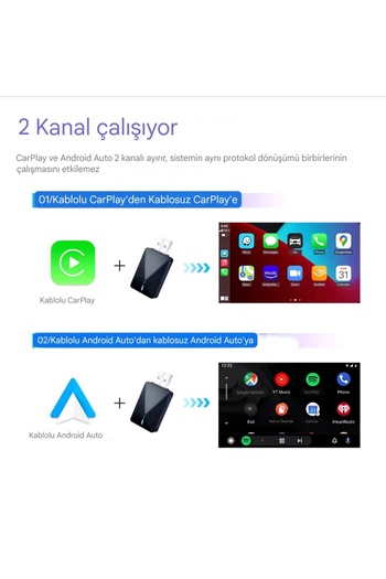 XUDA Carplay Araba Için Multi Medya Oynatıcı Mini Kablosuz Ikisi Bir Arada Androit Ios Otomatik Bağlanti