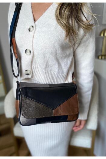 TopTrendy Geantă de umăr și crossbody colorată din piele naturală