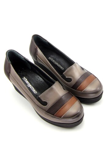 Erkan Saçmacı Anya Mink Genuine Leather Wedge Heeled Casual Shoes