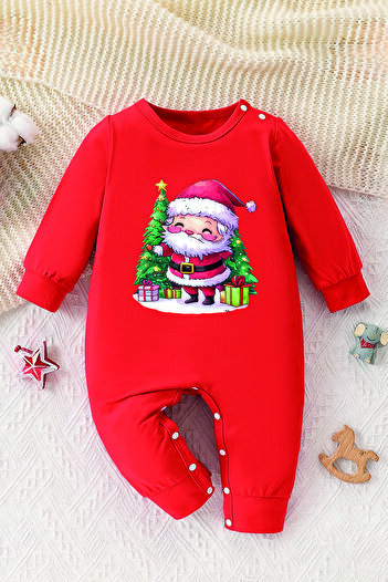 ADABEBEK Santa Claus and Gift Printed Style Baby Romper 23098