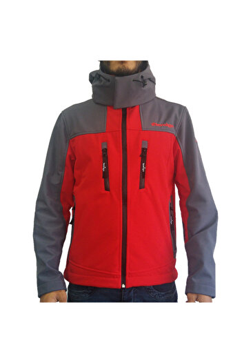 Lemigo Softshell Red-Grey Hooded Coat