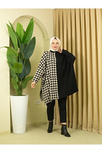 02Lady Fashion плетена туника-пончо с десен