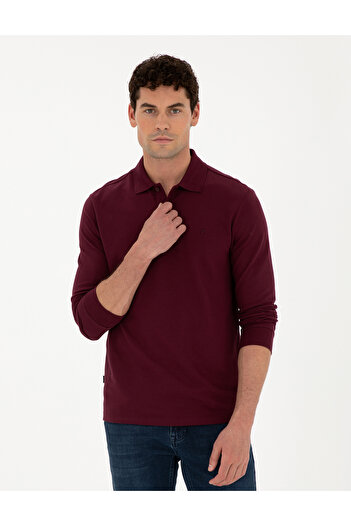 Pierre Cardin Claret Red Slim Fit Basic Sweatshirt 50294438 -Vr014