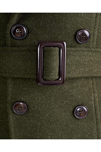 TerziAdemAltun Italian Style Men's Short Cashew Trench Coat Coat Khaki T6970