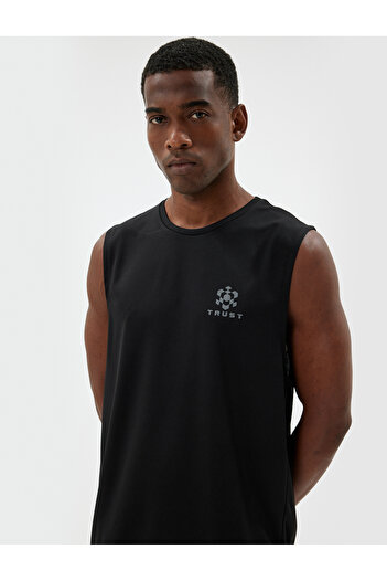 Koton Geometric Printed Sleeveless Sports Undershirt - Crew Neck