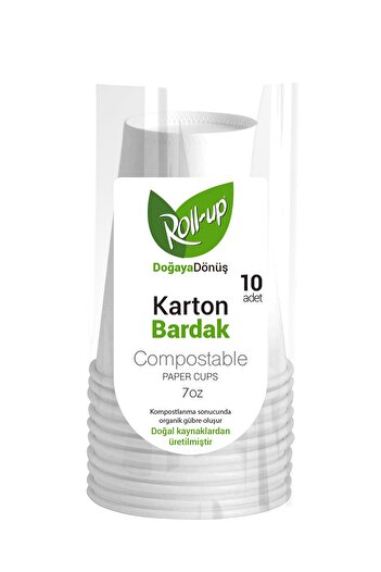 Roll-Up Back to Nature Ecological Natural Paperboard Cup - 7oz - Pack of 10