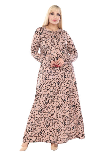 MELSAY Women's Winter Soft Fabric Mink Flower Pattern Large Size Dress