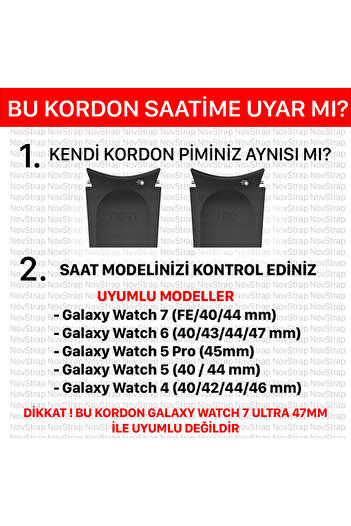 NovStrap Samsung Galaxy Watch 7 6 5 4 Fe 40-42-43-44-46-47 Mm Uyumlu Çelik Metal Kordon Boşluk Bırakmayan Pim