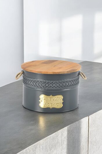 Milenay Bambu Kapaklı Çok Amaçlı Metal Ekmek Kutusu, 27x27x18cm – Kesme Tahtası Özellikli