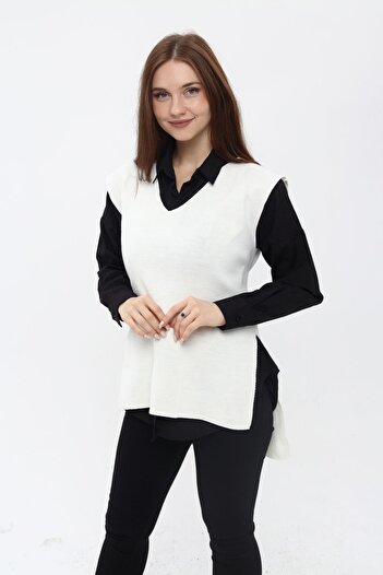 MA ananas Women's V-Neck Belted Long Knitwear Sweater