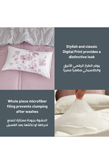 Donetella 4-Piece Comforter Set – Single Size 170x230 cm, Microfiber, Digital Quilted 350 Gsm Filling