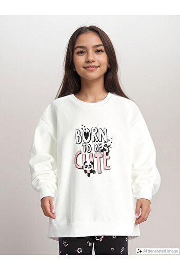LC Waikiki Crew Neck Printed Girl's Sweatshirt