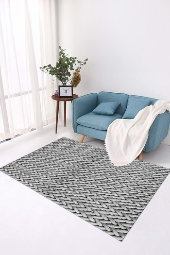 Viyana Home Digital Non-Slip Plain Straw Pattern Jute Model Washable Floor Mat Kitchen Living Room Carpet