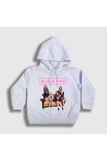 Presmono Unisex Παιδική Λευκή Μπάντα Blackpink Φούτερ με κουκούλα 19294tt