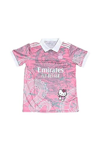 Touz Moda Pink Kitty Madrid Dragon Jersey Black Button Collar Jersey