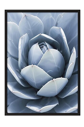 Postifull Blue Cactus Framed Painting, Black Frame and Poster, Vertical Wall Painting Comfort Series No:108376