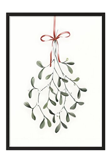 Postifull Under the Mistletoe New Year Painting, Black Frame and Poster, Wall Painting Comfort Series No:108477