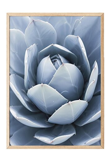 Postifull Blue Cactus Framed Painting, Wooden Frame and Poster, Vertical Wall Painting Comfort Series No:108376