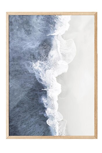 Postifull Wave Crush Framed Painting, Wooden Frame and Poster, Vertical Wall Painting Comfort Series No:108375