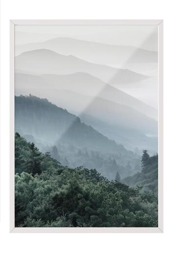 Postifull Forest Hills Framed Painting, White Frame and Poster, Vertical Wall Painting Comfort Series No:108364