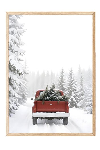 Postifull Driving Home for Christmas New Year Painting, Vertical Wall Painting Comfort Series No:108475