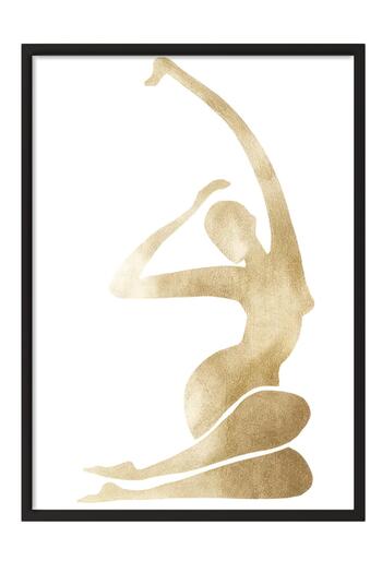 Postifull Gold Figure Framed Painting, Black Frame and Poster, Vertical Wall Painting Comfort Series No:108450