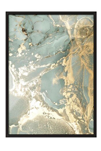 Postifull Abstract Green Marble No1 Framed Painting, Vertical Wall Painting Comfort Series No:108452