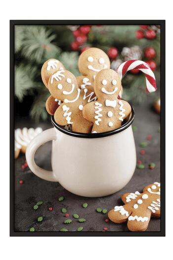 Postifull Gingerbread Cookies Framed Painting, Black Frame and Poster, Wall Painting Comfort Series No:108515