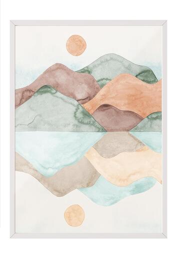 Postifull Watercolor Reflection Framed Painting, Vertical Wall Painting Comfort Series No:108521