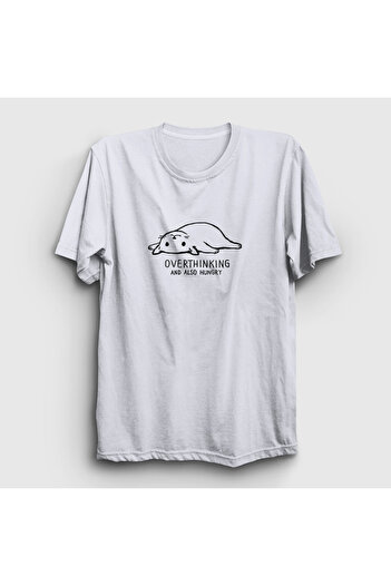 Presmono Μπλουζάκι Unisex White Overthinking Cat Cat 288731 ττ
