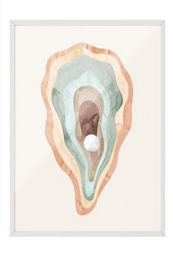 Postifull Watercolour Oyster Framed Painting, White Frame and Poster, Wall Painting Comfort Series No:108522