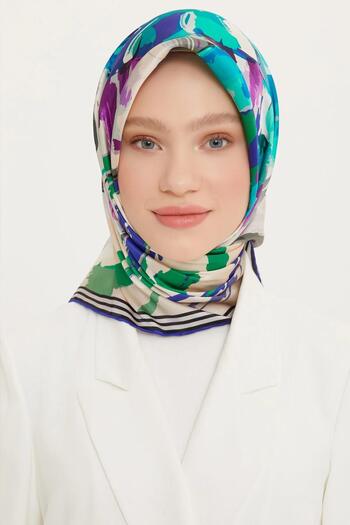 Armine Silk Scarf Nostalgia - 8713-51 Purple Blue Sura