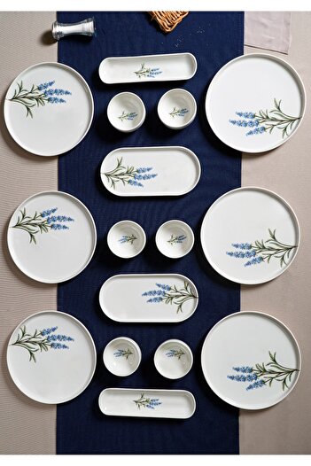 Heda Porselen Lavender 16 Piece 6 Person Porcelain Breakfast Set