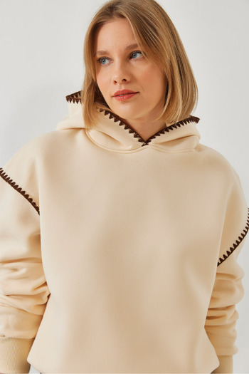 Bianco Lucci Women's Hooded Lace Detailed Sweatshirt 60601028