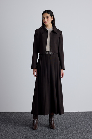 Manuka Bitter Brown Wide Pleated Skirt