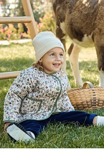 Maya And Luca Quilted Floral Patterned Girl's Coat - Fiber
