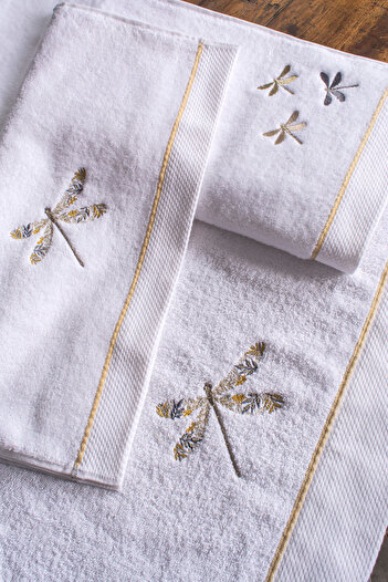 LAVENDIER Lavender Fly Hand and Bath Towel Set (50*80 2 Pcs / 80*160 1 Pcs) 100% Cotton.