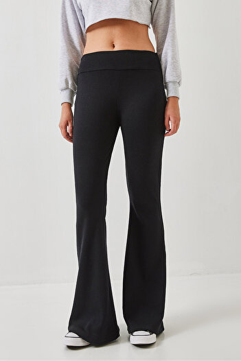 Bianco Lucci Women's High Waist Ribbed Spanish Leg Leggings 0160 60351050