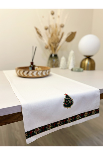 Filamente Christmas Themed Runner / 140X40 / Handmade / Stitched Stain-Resistant / Christmas Themed - Christmas Themed
