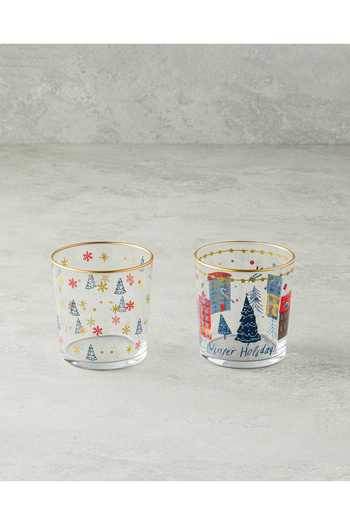 English Home Pine Pot Glass 2-Piece Glass 380 ml Red - Green