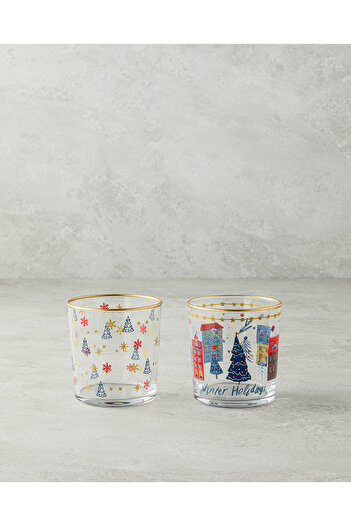 English Home Pine Pot Glass 2-Piece Glass 380 ml Red - Green