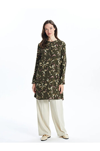 LC Waikiki Lcw Grace Khaki Crew Neck Print Women's Tunic