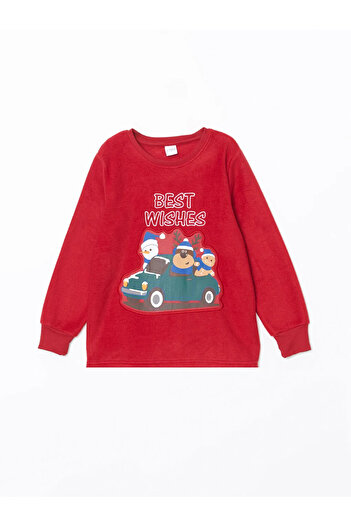 LC Waikiki Lcw Kids Red Christmas Themed Fleece Boy Pajamas Set