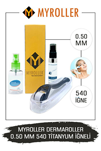 Myroller Dermaroller 0.50mm Disinfectant Gift Titanium 540 Needlework Derma Roller