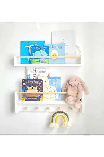 EGN WOODS 50 cm Montessorie Hanger Bookshelf Baby Room Organizer Set of Two