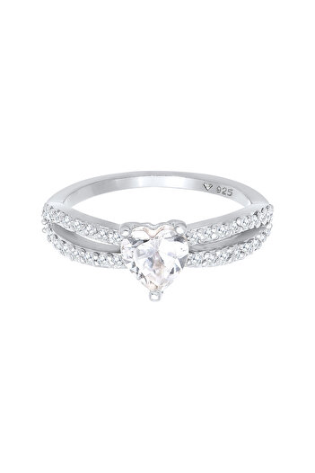 ELLI Inel de logodnă Solitaire cu cristale de zirconiu din argint 925