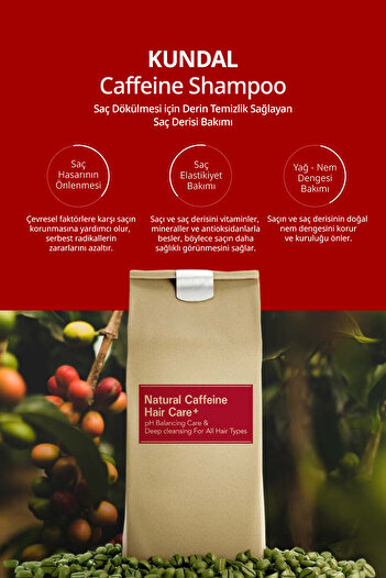 Kundal Kafein Içeren Dökülme Karşıtı Bakım Şampuanı Caffeine Scalp Shampoo 500ml (WHİTE MUSK)