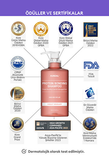 Kundal Yoğun Onarıcı ve Isı Koruyucu Bakım Şampuanı KUNDAL Protein Bonding Shampoo 500ml Violet Muguet