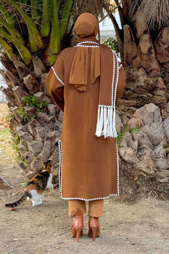 Bym Fashion Taba Knitwear Ζακέτα με Σκουφάκι - Μοντέλο 12156