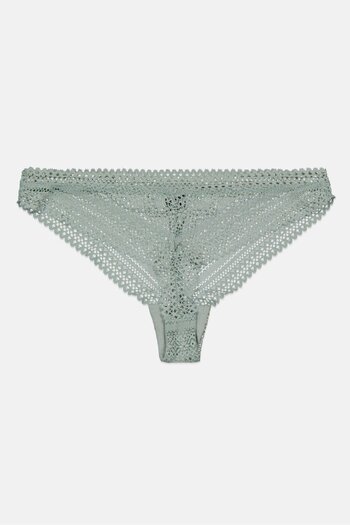 Etam Women Lace Pull-On Tanga Panty, Sage Green